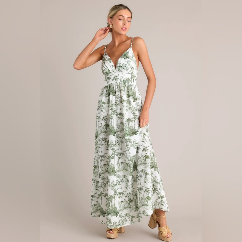 Aakaa Vacay Mode Green Toile Maxi Dress